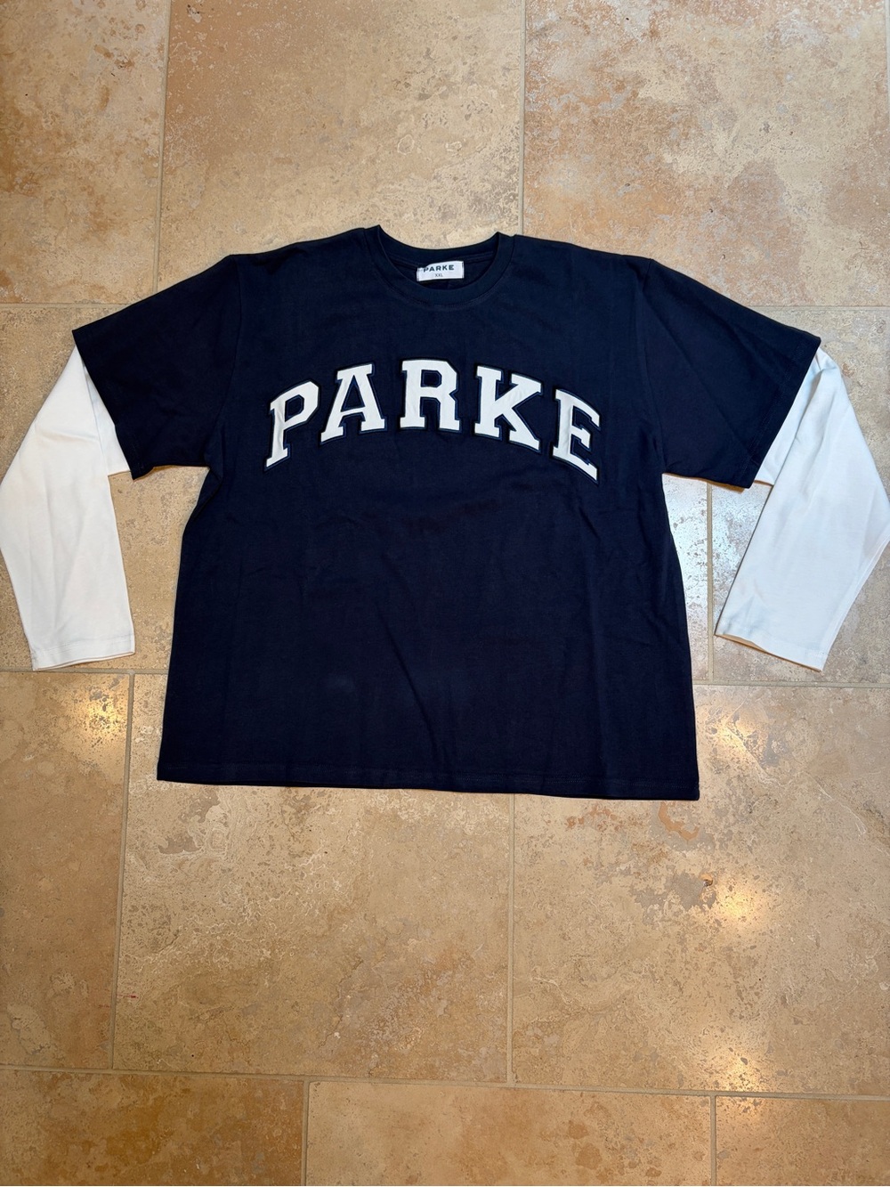 PARKE Layered Varsity Long Sleeve Shirt